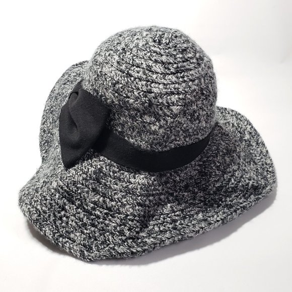 Jessica Simpson Floppy Sun Hat in Grey with Black Bow accent - Picture 2 of 11